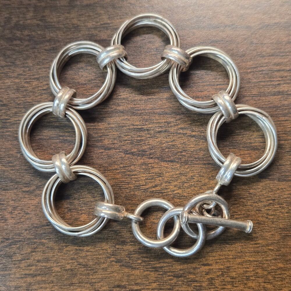 Silpada Multi-Circle Toggle Clasp Sterling Silver Bracelet (Style B1235)